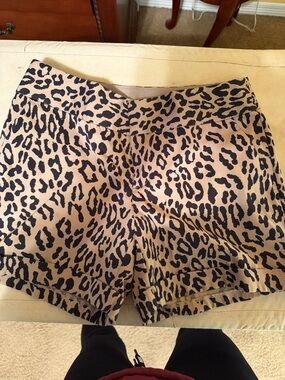 INC International Concepts Beige and Black Leopard High Waist Shorts